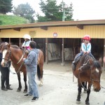 Sophie and Alicia all saddled up