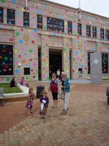 Grandma, Mummy and girls outside art gallery