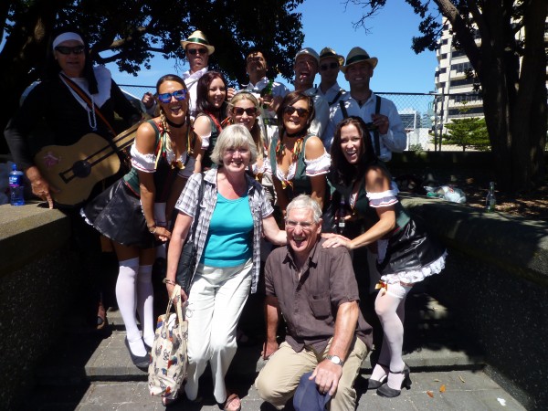 Grandma & Granddad having fun in town with the Seven's Rugby fans!