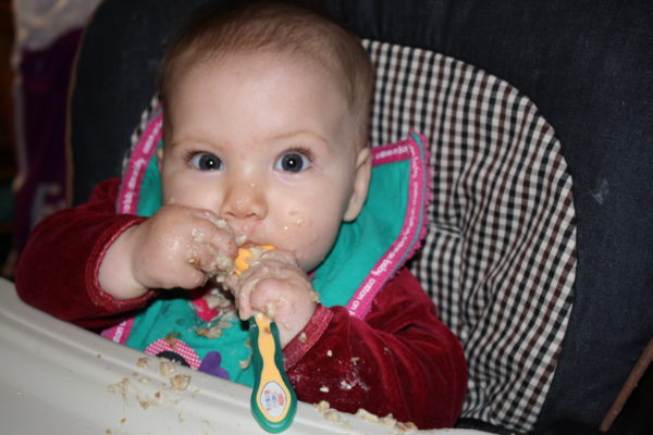 Alice at breakfast 6 months