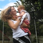 Bouncing on trampoline with Sophie 9 months
