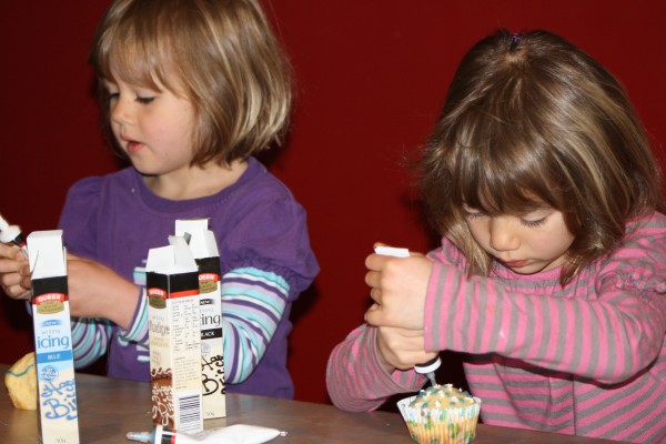 Cupcake decorating after breakfast