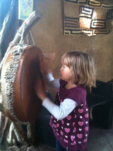 Sophie drumming at Welly Zoo