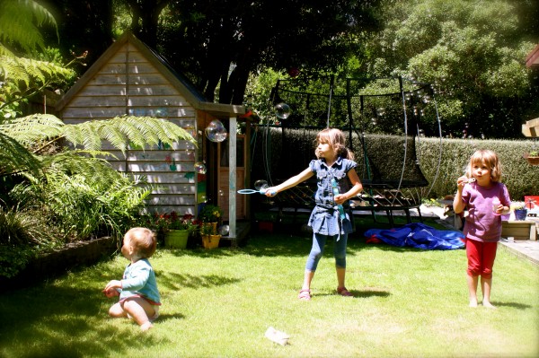 New Year's Eve bubbles in the garden