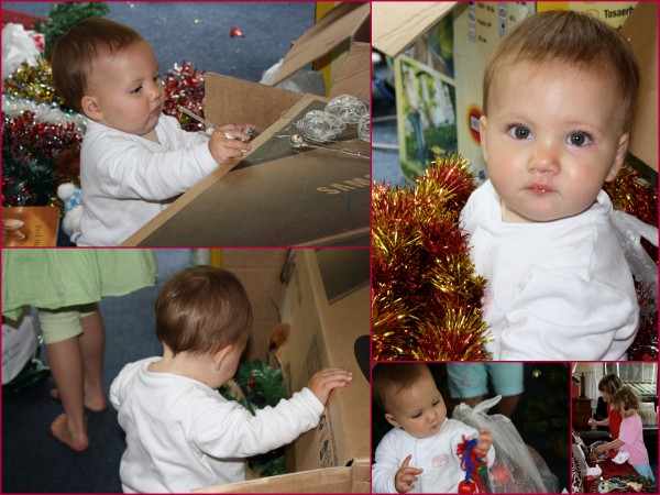 Unpacking the Christmas decorations Alice's first Christmas!