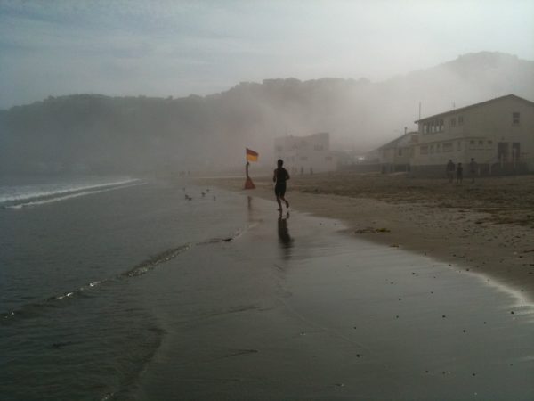 Lyall Bay with erie fog rolling in