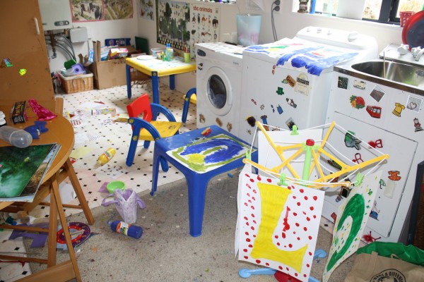 The other welcome banner - art take over in the laundry room