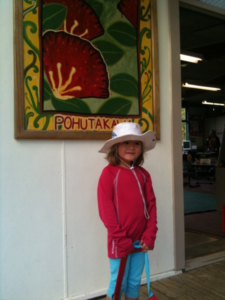 Sophie outside her classroom