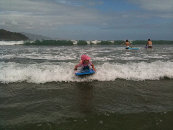 Charlotte catching a wave on Friday after school