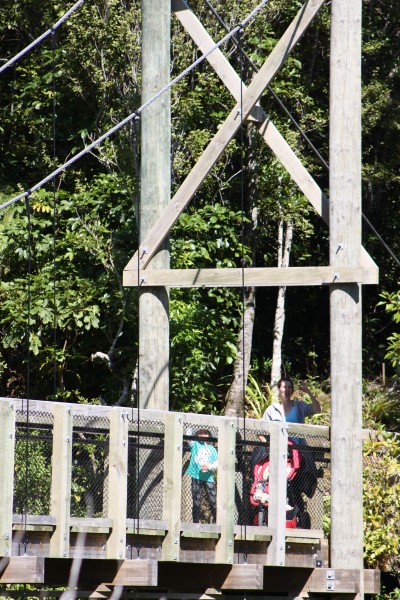 Crossing the suspension bridge