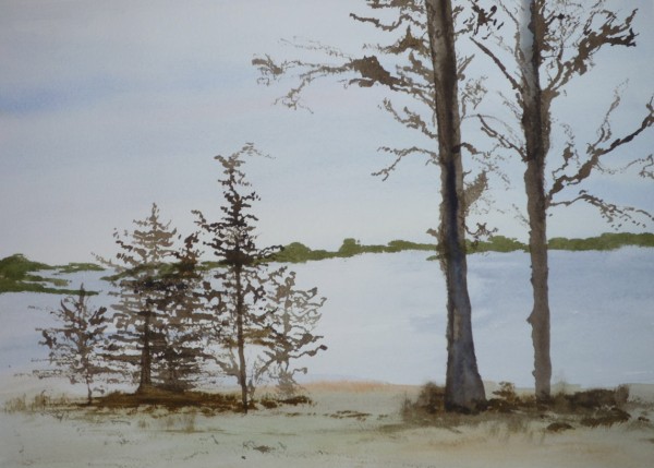 watercolour painting by Grandma using sticks
