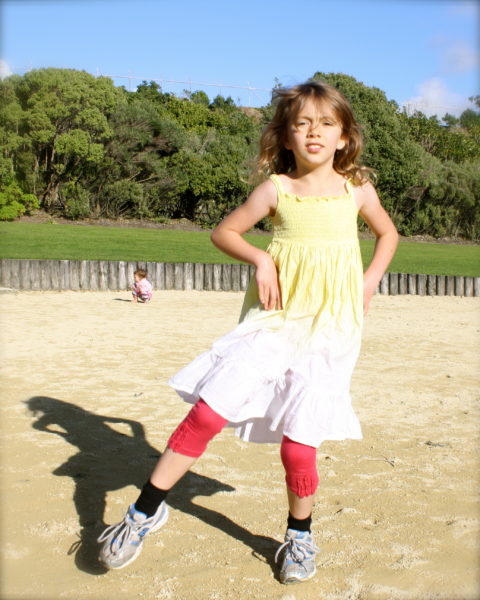 Charlotte practicing her dancing one sunny Sunday avo in May