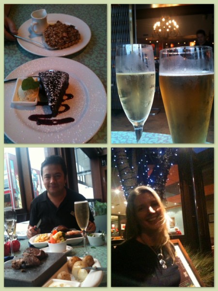 Rare couple time at Southern Cross - yummy!