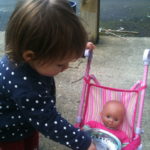 Taking baby dolls for a walk…