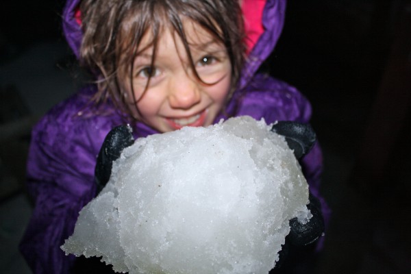 Charlotte with a big ball of ice!
