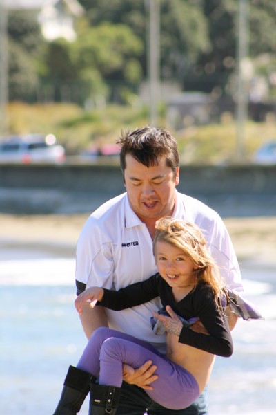 Dan and a giggling Charlotte
