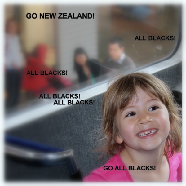 Sophie is cheering for the All Blacks