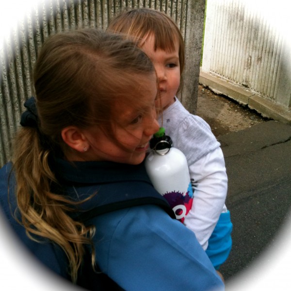 Charlotte & Alice at school pick up