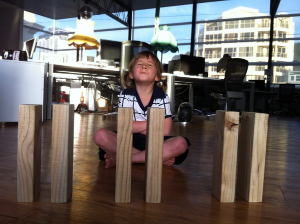 Sophie giving her best 'Zen' pose at Dan's office