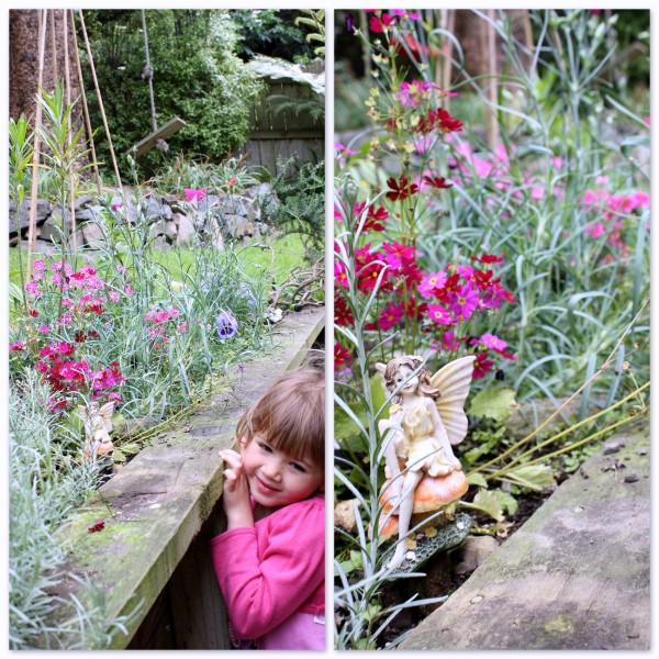 Butterfly garden full of flowers and fairies