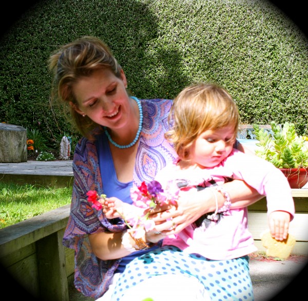 Me and my sweet peas - from the garden and in my arms - Alice Rose