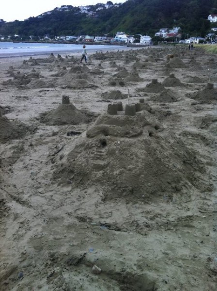 sandcastles at lyall bay 1