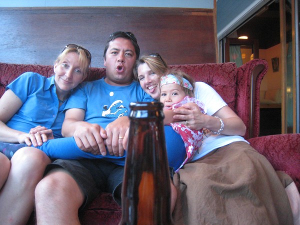Claire, Dan, Sarah & Sophie lusting after a beer at Cuckoo bar
