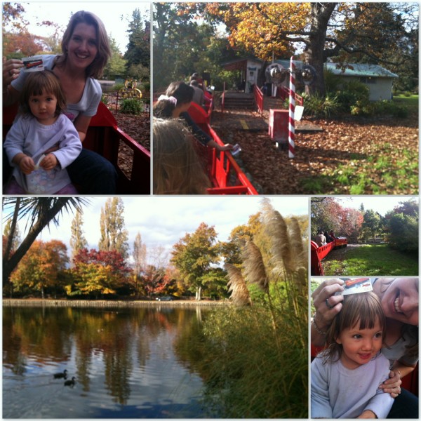 Riding the model train at Queen Elizabeth Park, Masterton