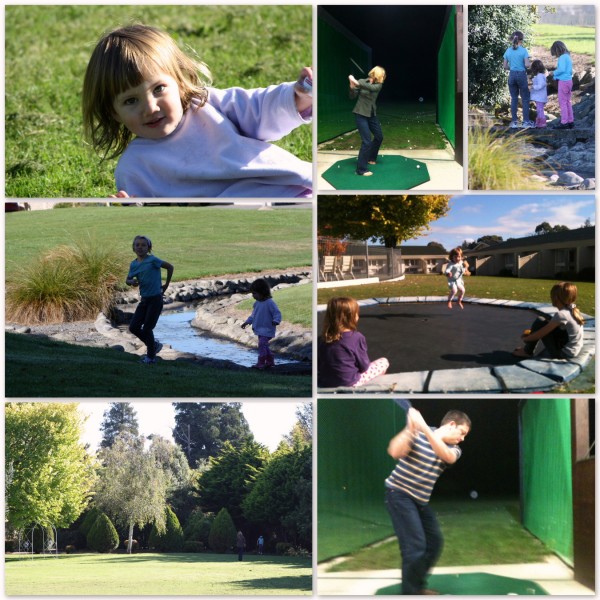 Driving range fun, running and jumping at the Copthorne Hotel