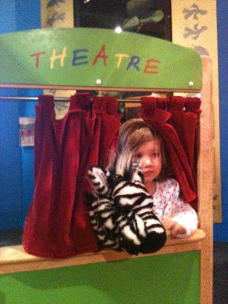 Alice giving a puppet show