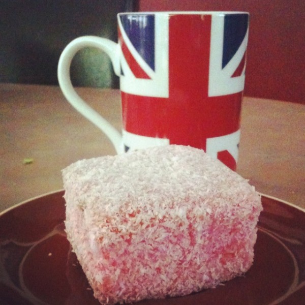 Cup of tea and a lamington