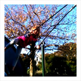 Sophie happy swinging wild in the wind!