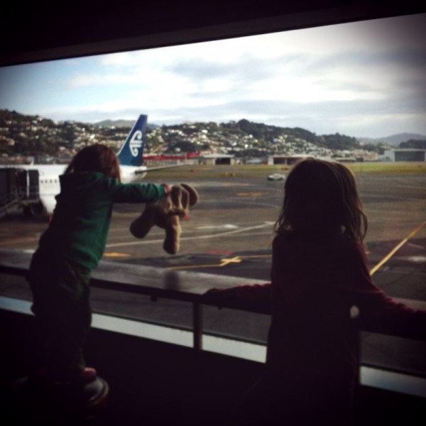 Sophie and Alice at Wellington Airport