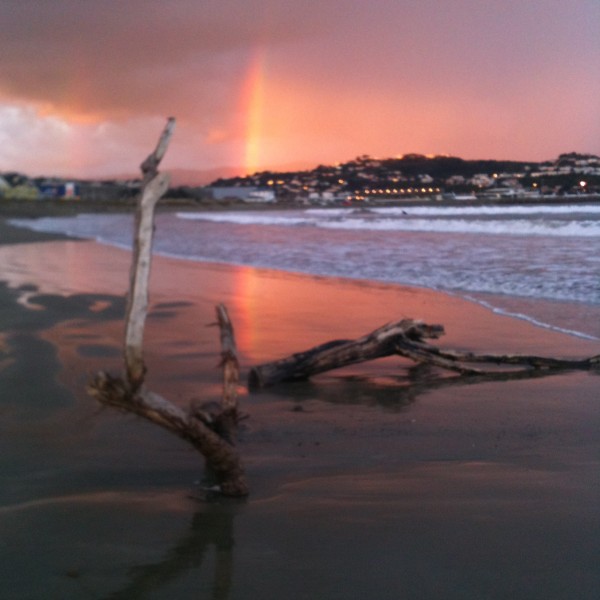 Lyall Bay beach at dusk
