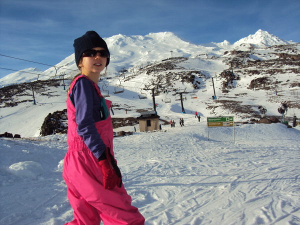 Charlotte skiing on Mt Ruapehu - Turora