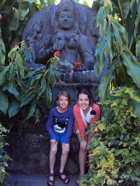 Charlotte with her friend Inde in Byron Bay, Australia