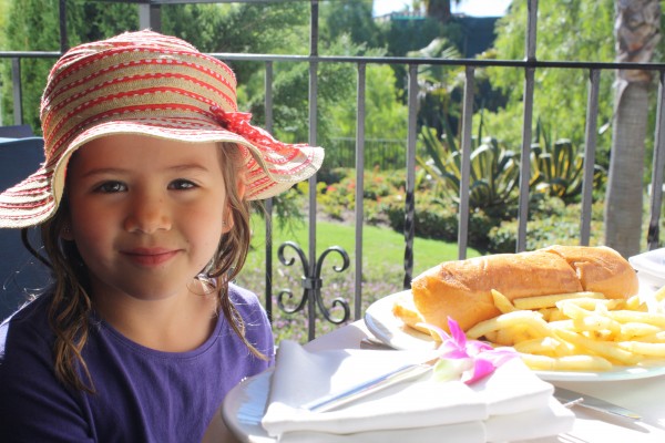 Sophie enjoying room service lunch