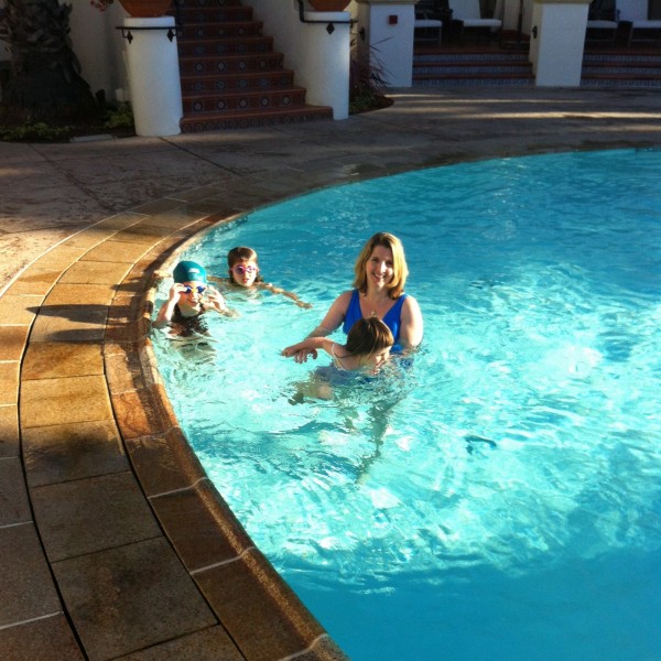 Santa Barbara swimming in the pool at Bacara resort