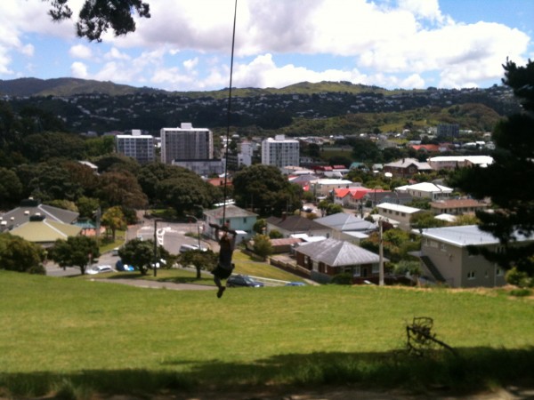 Yee ha! Sophie on the rope swing