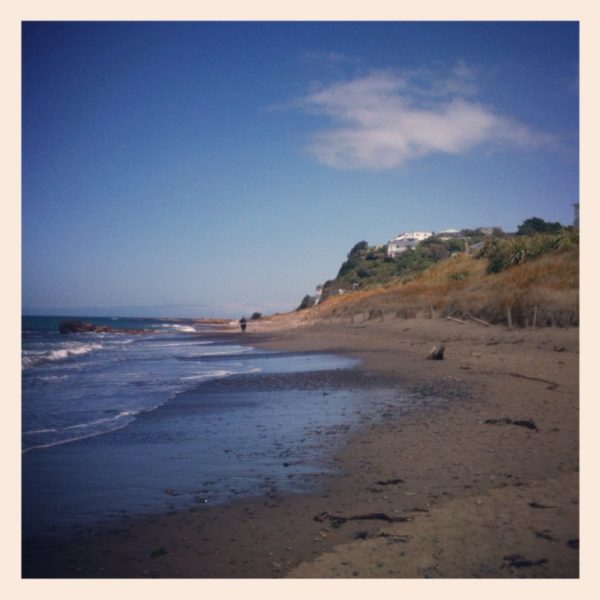 Sunshine break on the beach after housework