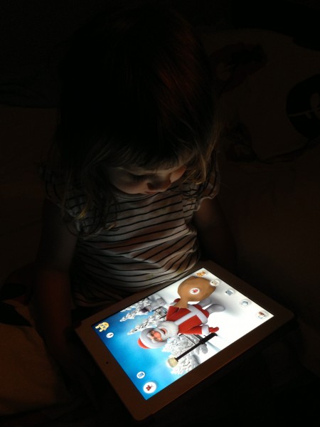 Alice talking to Santa (herself) on the iPad
