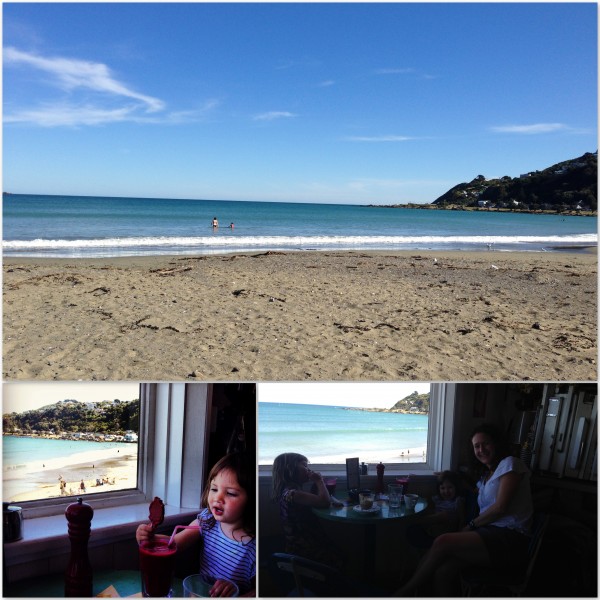 Lyall Bay beach, Maranui & coffee with a friend