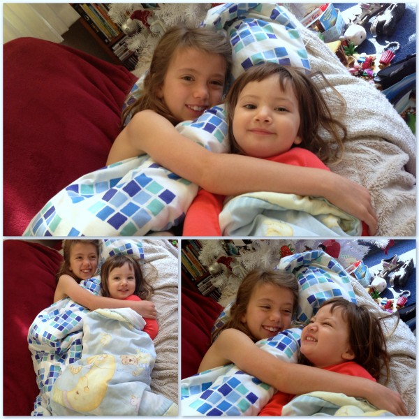 Charlotte and Alice cuddles