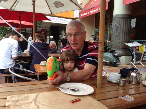 Grandad and Alice at Lambrettas in Nelson