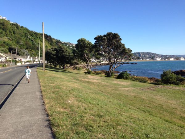 Jogging to the beach on a Sunday morning