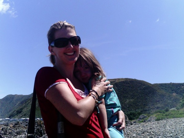 Alice and Mummy on Wellington's south coast Valentine's Day