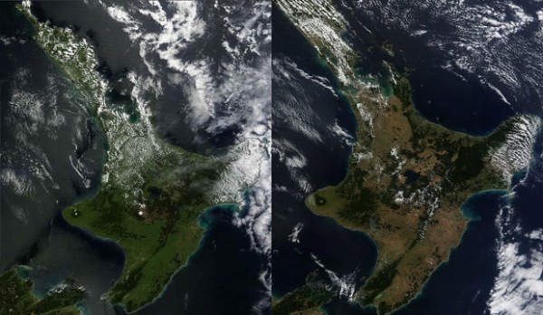 Photo from NIWA - March 2012 contrast to March 2013, North Island, NZ