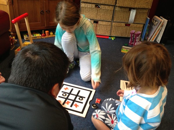 Teaching Miss 3 how to play noughts and crosses
