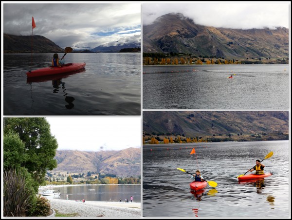 Charlotte and Dan kayaking on Lake Wanaka