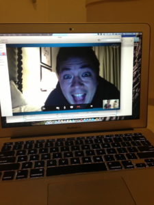 Hubbie on Skype from Santa Barbara